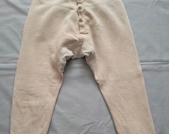 Vintage Long Johns White Cotton Blend Czech Army Thermal