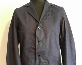 Vtg 70s British Railway Blue Cotton Workwear Uniform Jacket Chore