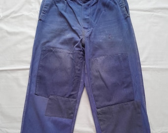 Vintage French work chore pants blue farmers 1920s-30s