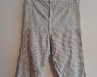 Vintage 1920s French Long Johns Pants - Under Trousers - Patched Darned -  (35W 27L)