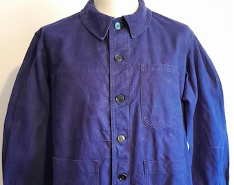 1950s Navy French Workwear Jacket - Made in England- Navy Blue