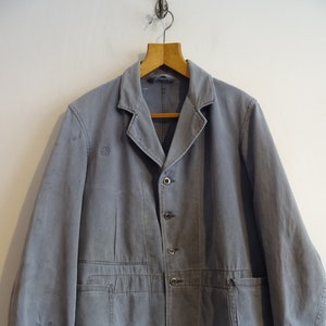 Vintage 1950s British railways chore jacket workwear 50s faded indigo cotton hobo work worker steam driver's footplate sack coat