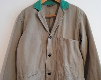 Vintage 1950s 50s British Chore Jacket Workwear Work Coat Two Tone 
