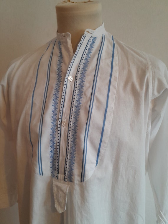 Vintage antique French smock shirt 1920s 20s embr… - image 1