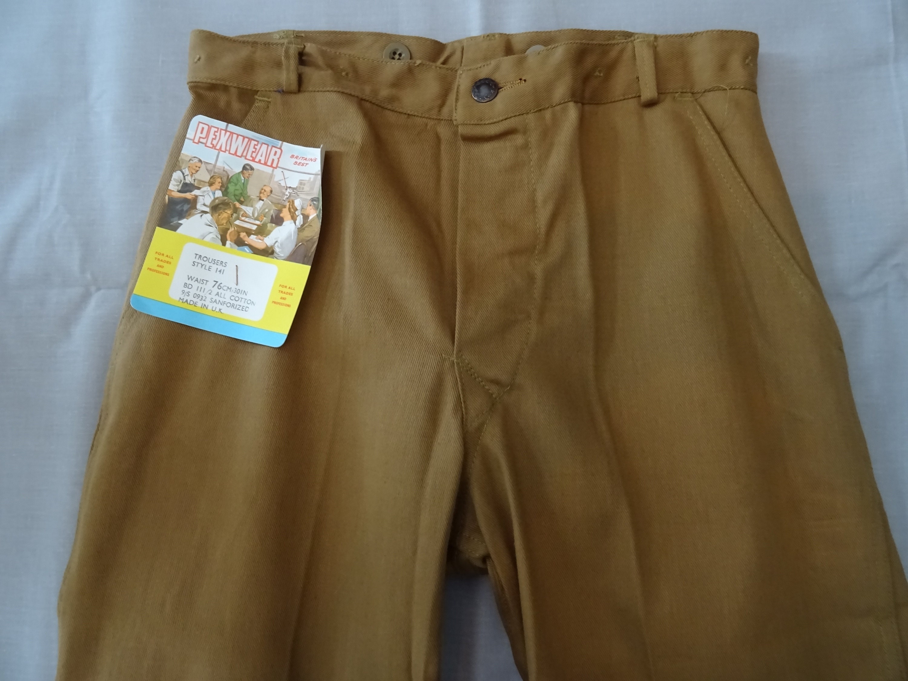 Original 1950s Men's Cotton Drill Summer Trousers by 'Selrig'