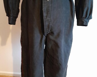 Vintage Black Moleskin Coveralls - 1940s WW2 Dutch Army Tanker
