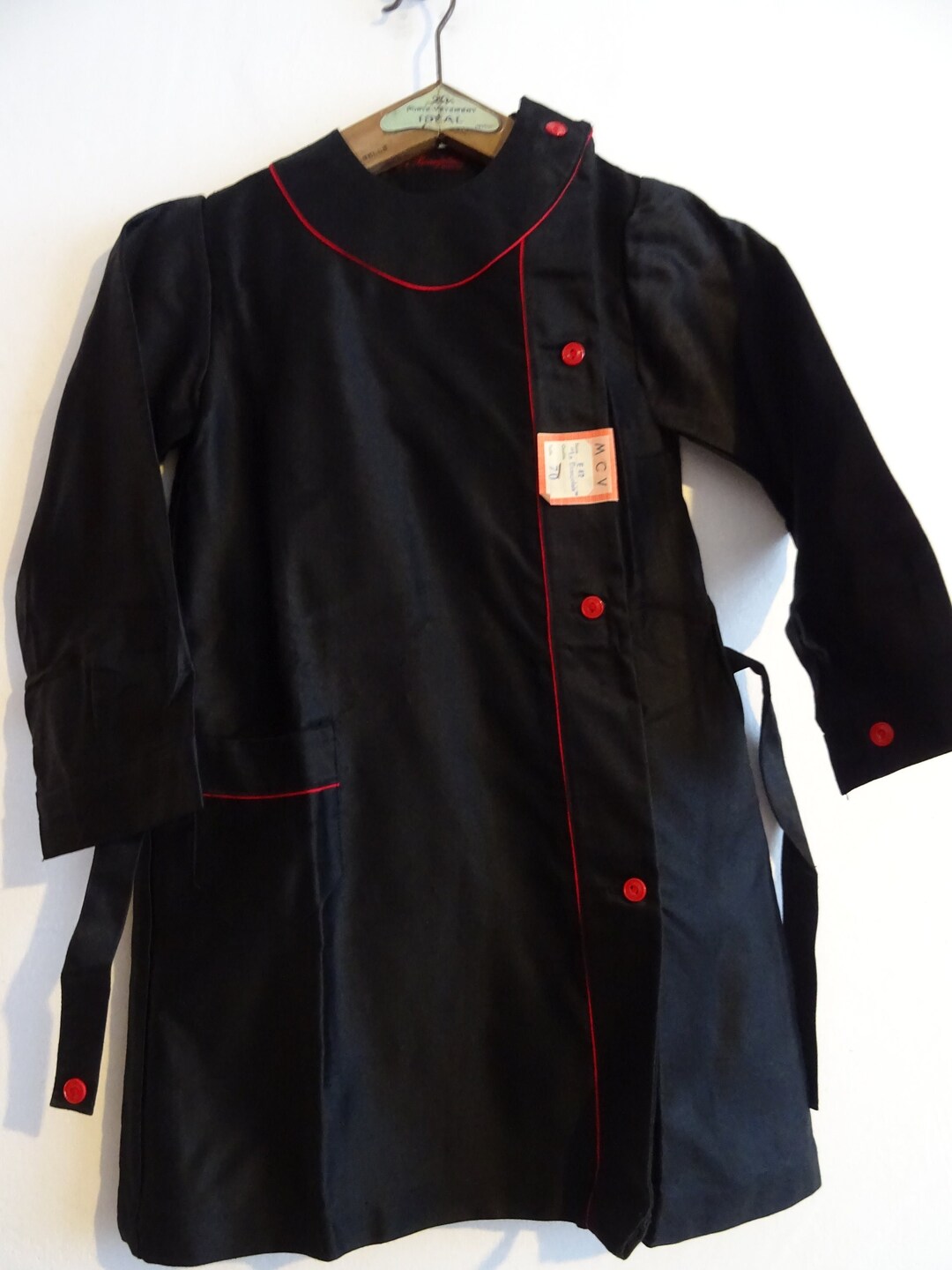 Vintage French Black Moleskin Dress Cotton Sateen NOS 40s Etsy