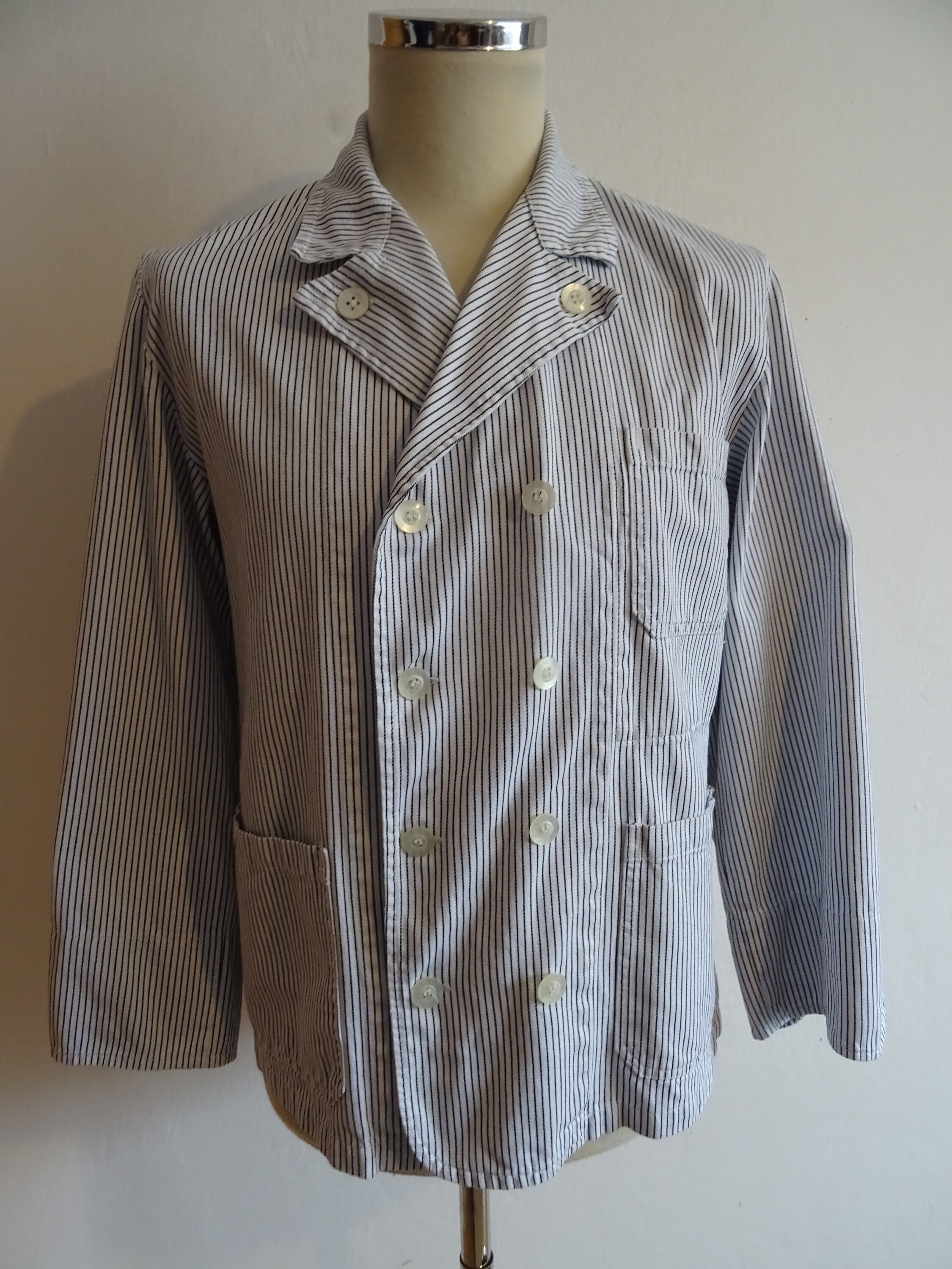 ★NOTHING WRITTEN★ French cotton work jacket (Stripe) 7TH / French work jacket (Vintage blue) - Nothing written