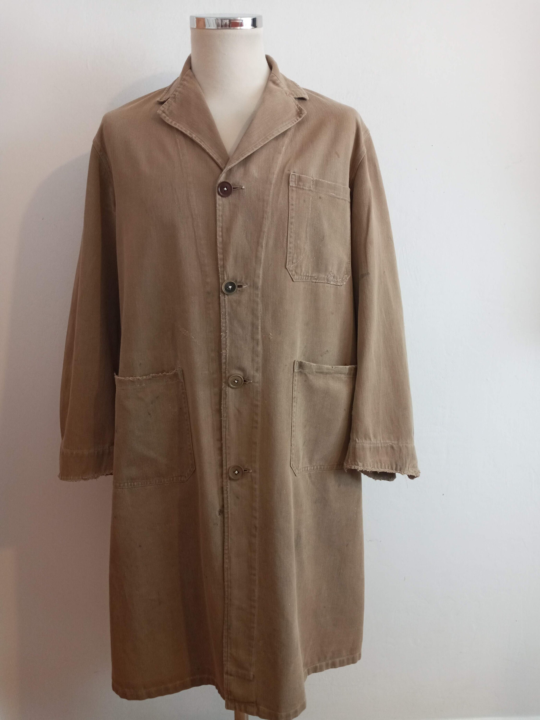 Vintage 1950s 50s British Chore Coat Workwear Duster Work Overall