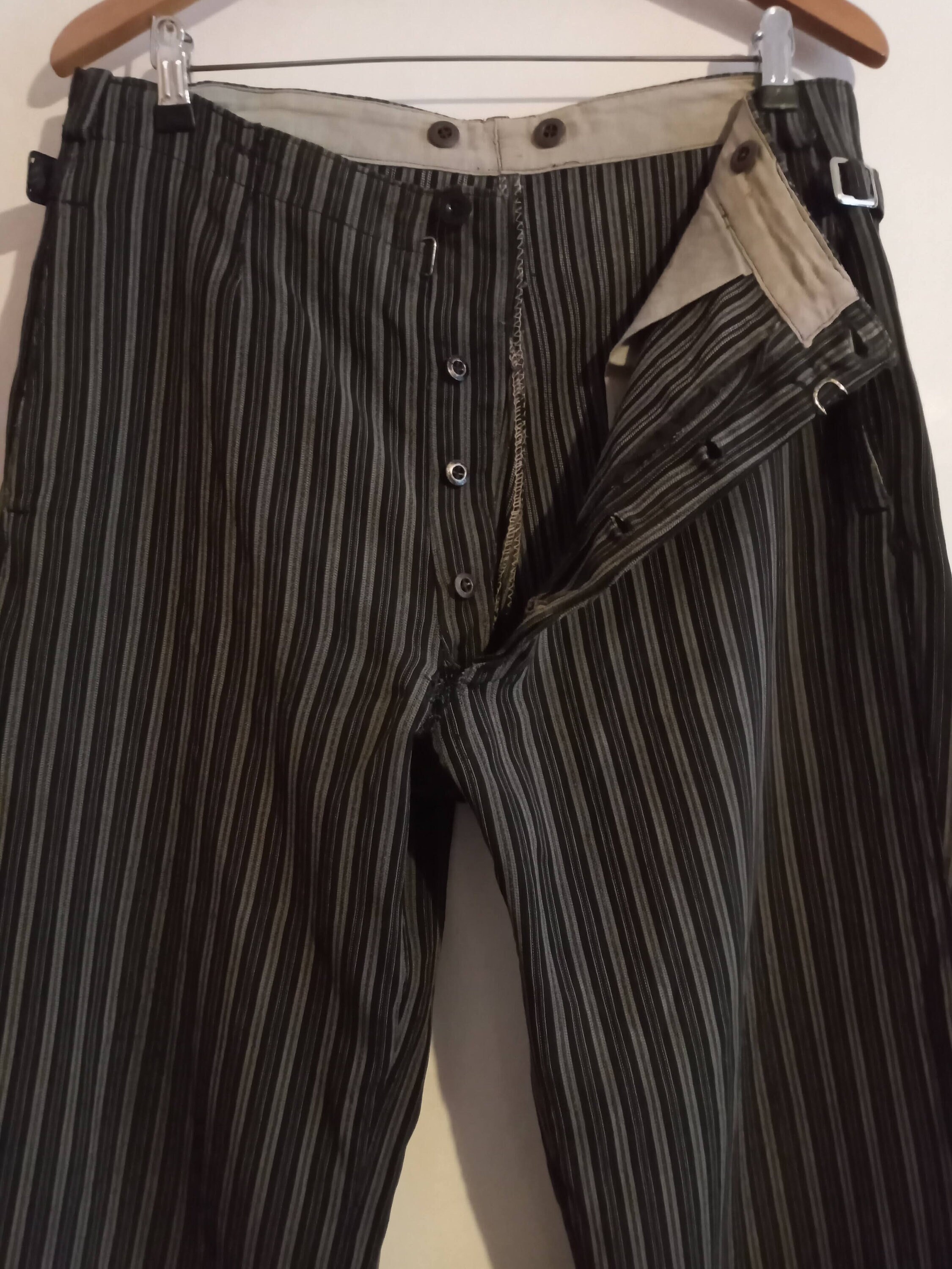 Grey Work Pants 1940s Pants Striped French Workwear Work Grey Work Pants 1940s Pants Striped French Workwear Work