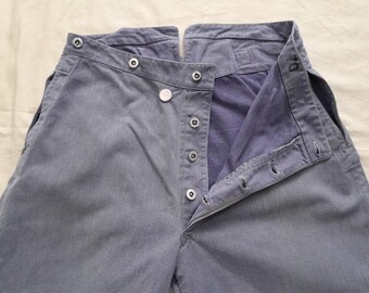 50s 60s Swiss Military, Prisoner Gray Denim Work Pants, Mens