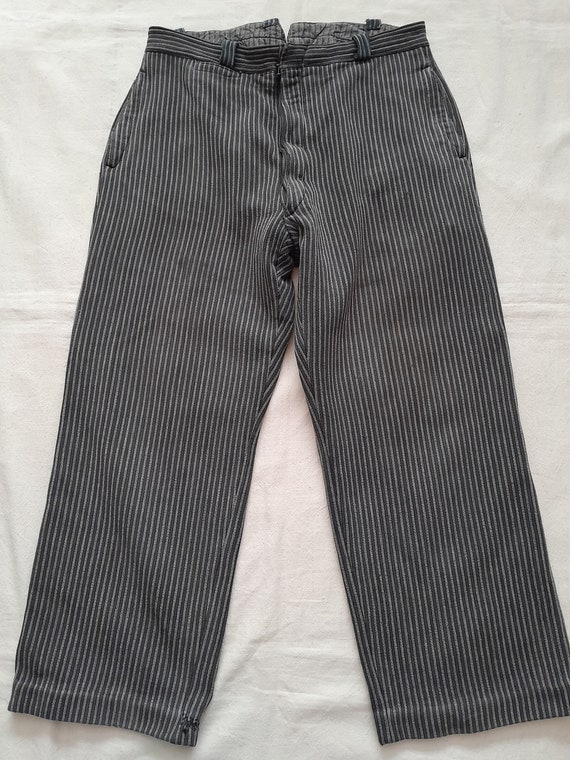 Vintage French striped chore pants salt & pepper … - image 1