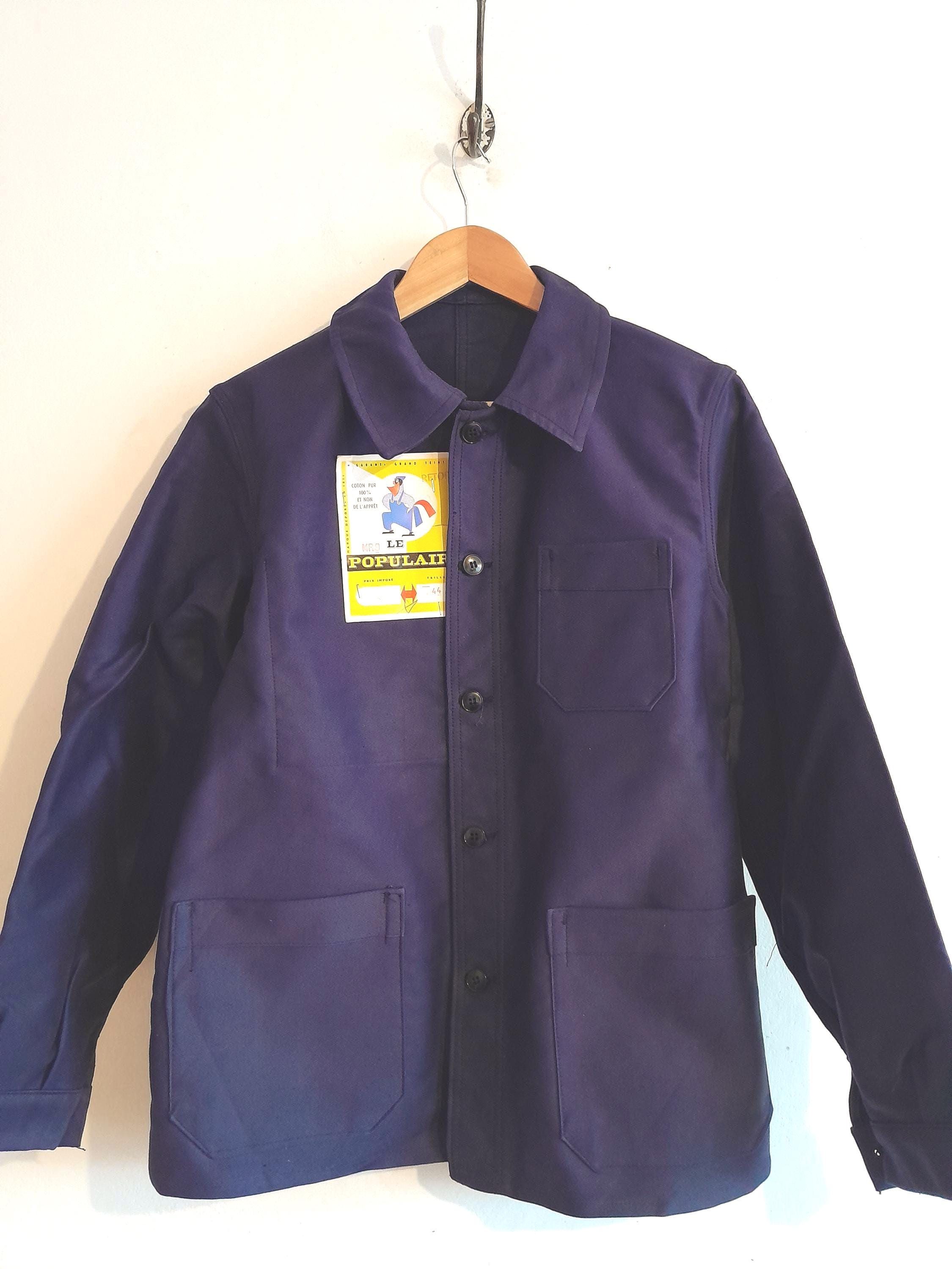 Vintage French Moleskin Chore Jacket - 1950s Indigo Workwear