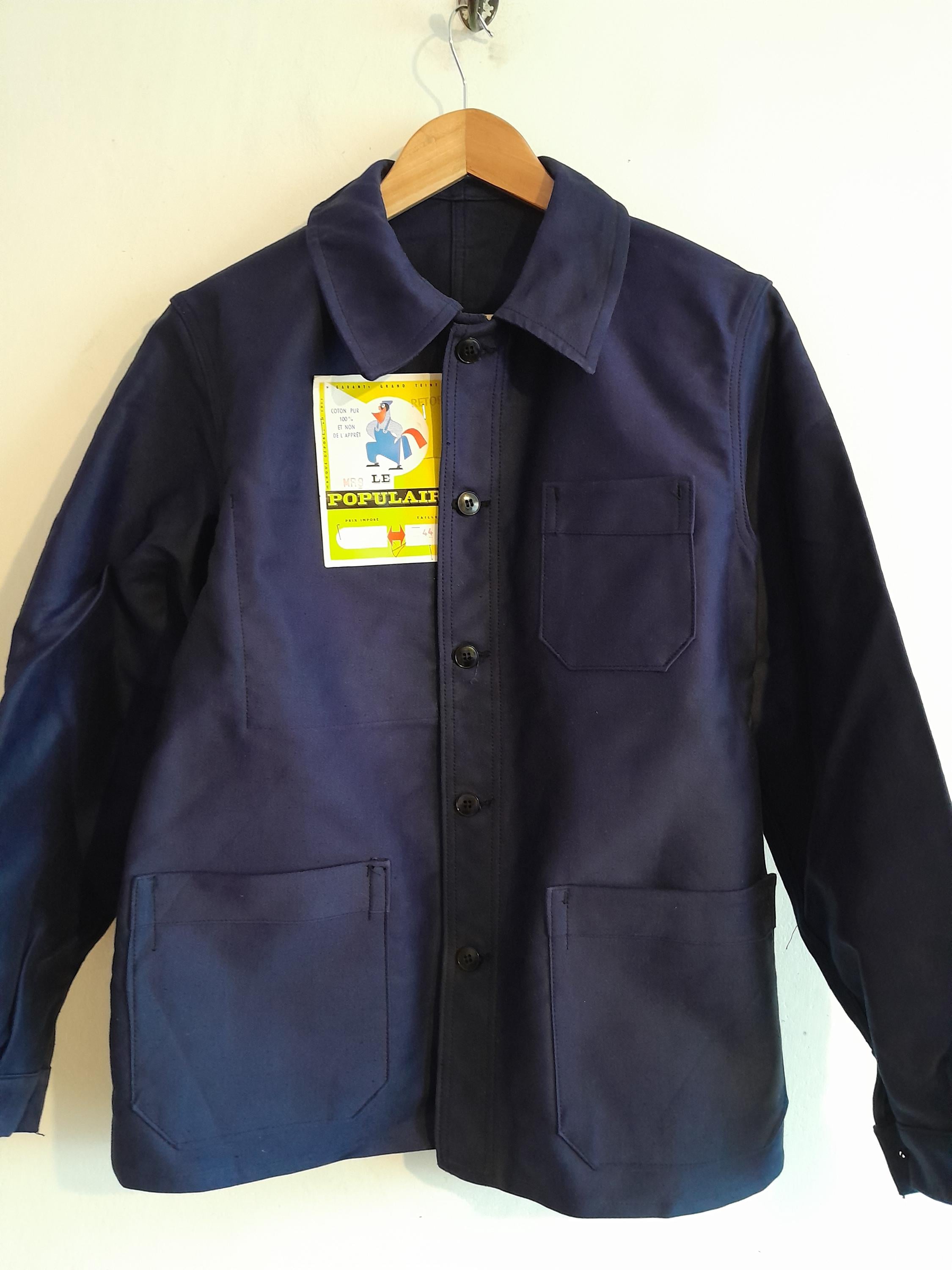 Vintage French Moleskin Chore Jacket - 1950s Indigo Workwear