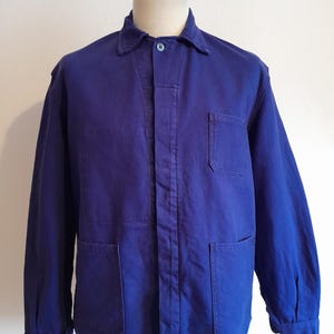 Vintage French Chore Jacket: 1960s Le Pelerin Indigo Blue Cotton Workwear (45&quot; chest)