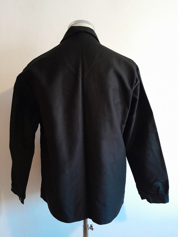 Vintage French black moleskin chore jacket work w… - image 2