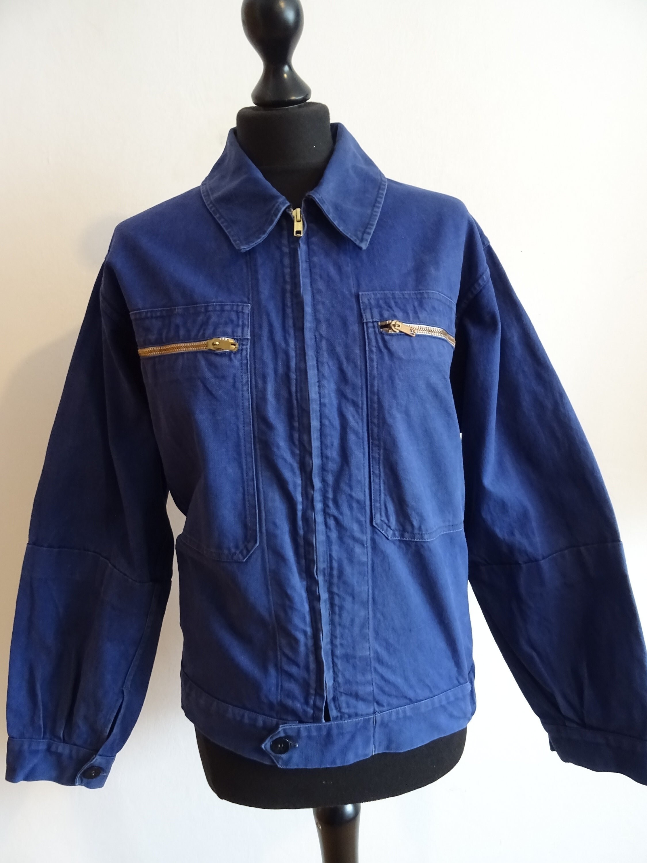 ジャケット・アウター 50s 60s Unknown French Work Jacket Vintage 60s French Workwear Chore Jacket Blue Button Utility