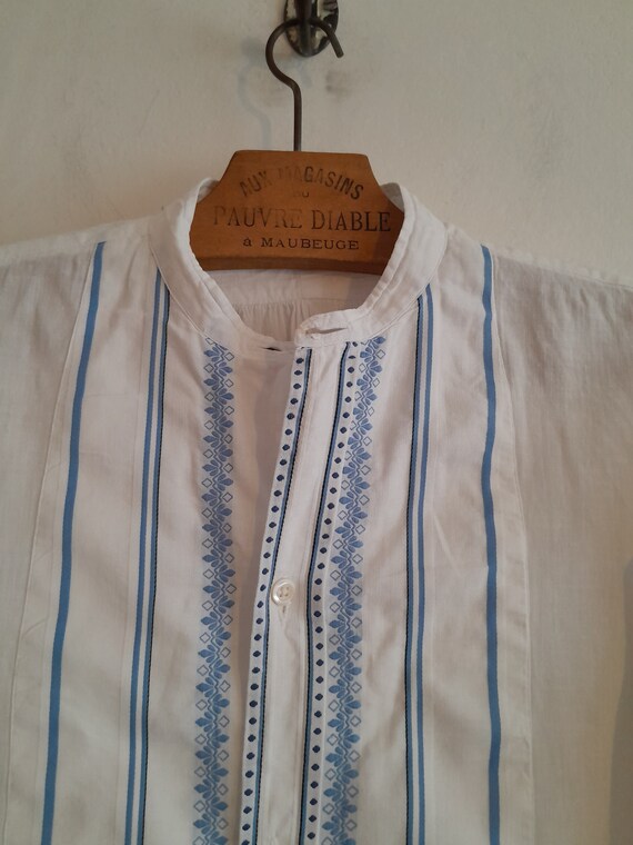 Vintage antique French smock shirt 1920s 20s embr… - image 4