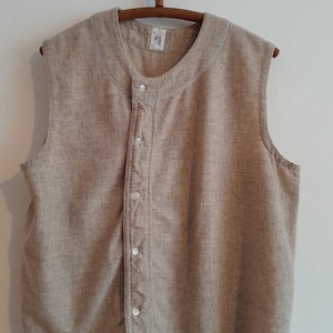 Vintage French Wool Henley Vest - 1950s Workwear (43&quot; Chest)