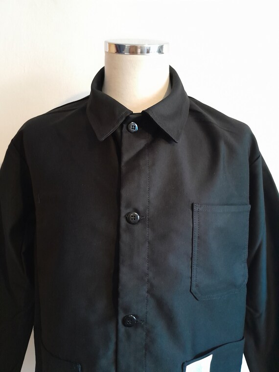 Vintage French black moleskin chore jacket work w… - image 6