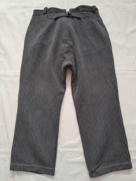 Vintage French striped chore pants salt & pepper … - image 6