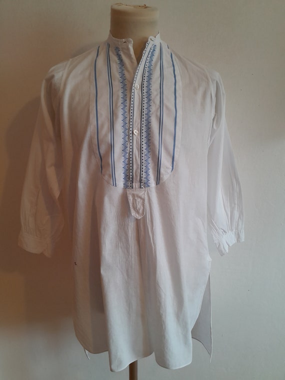 Vintage antique French smock shirt 1920s 20s embr… - image 2