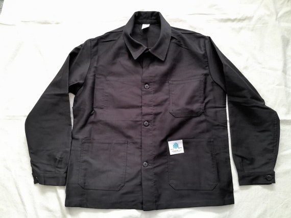 Vintage French black moleskin chore jacket work w… - image 4