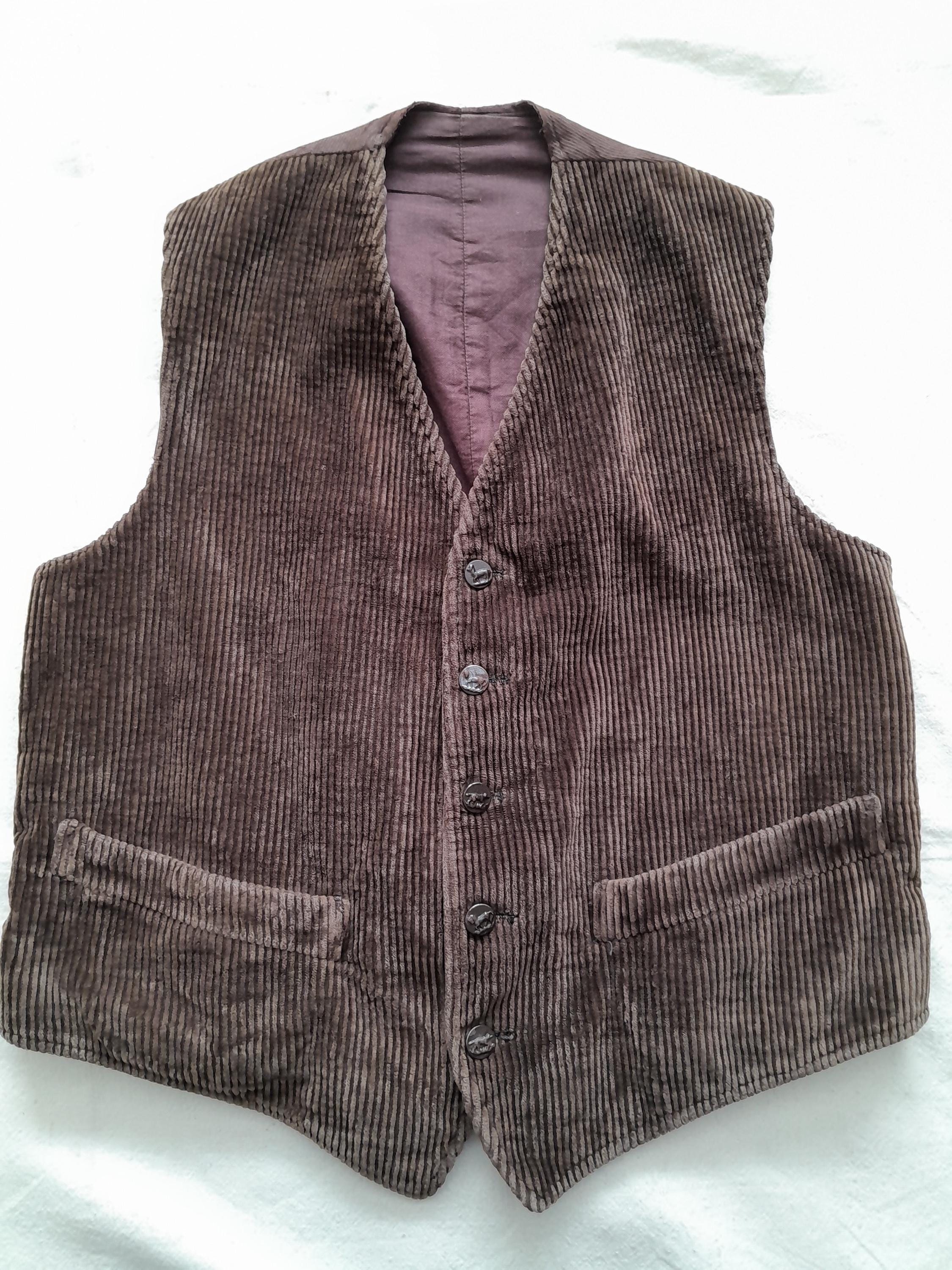 Vintage 40s French Hunting Waistcoat Cord Corduroy Vest Vintage 40s French Hunting Waistcoat Cord Corduroy Vest