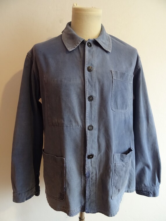 Vintage French chore jacket workwear patched 1950s