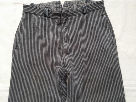 Vintage French striped chore pants salt & pepper … - image 2