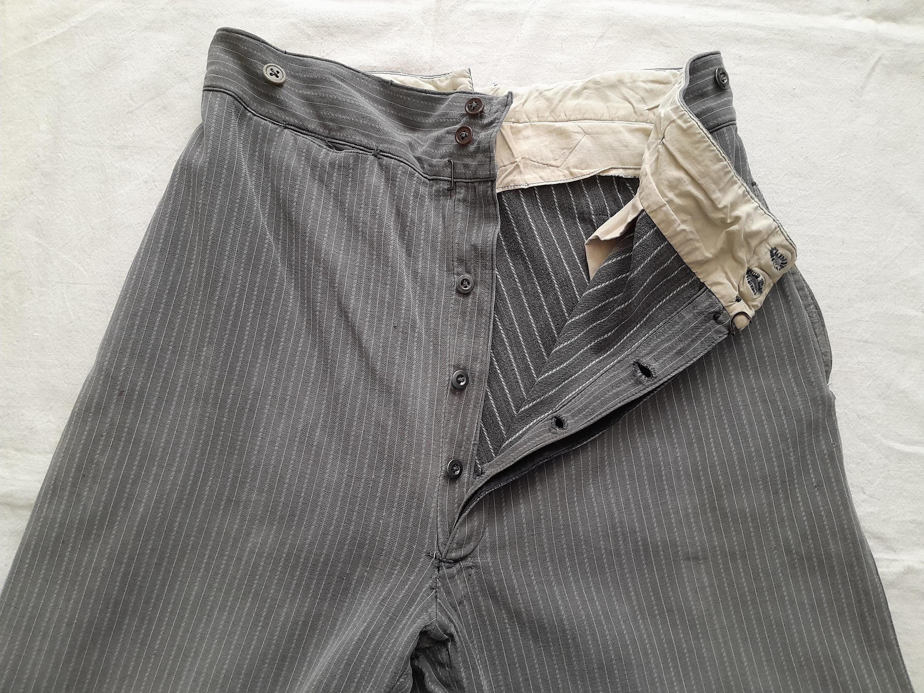 1940's VINTAGE FRENCH STRIPE WORK PANTS French Striped Pants 1940's VINTAGE FRENCH STRIPE WORK PANTS French Striped Pants