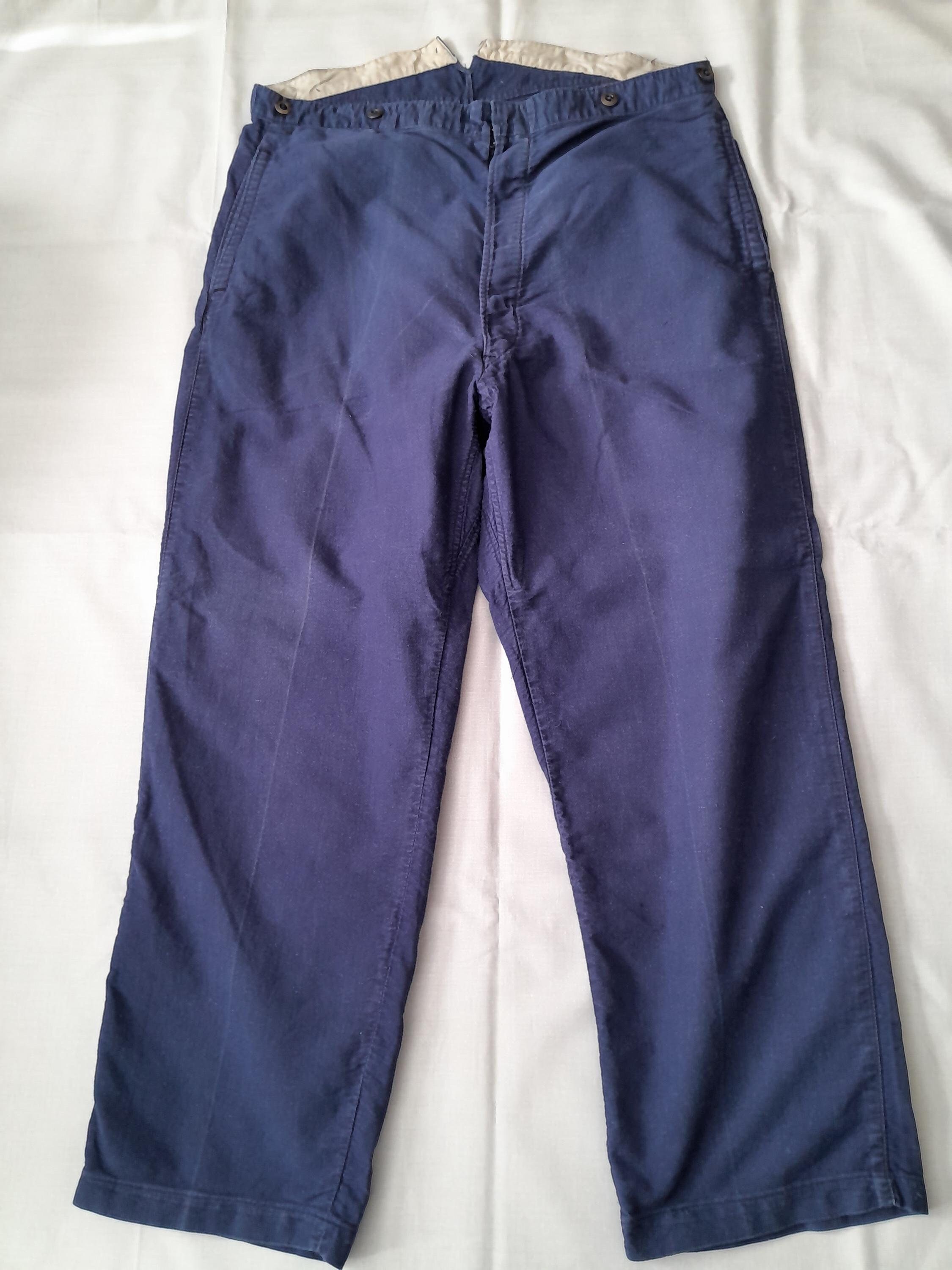 Vintage French Chore Pants: 1940s Indigo Cotton Workwear