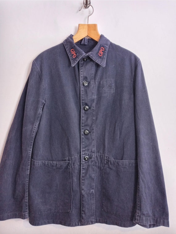 Vintage British Chore Jacket Workwear 1950s GPO Blue Cotton - Etsy