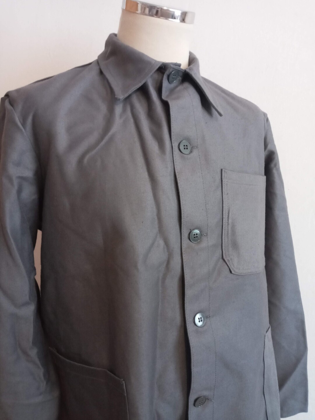 Vintage French Moleskin Chore Jacket Grey Gray Workwear Simple Etsy