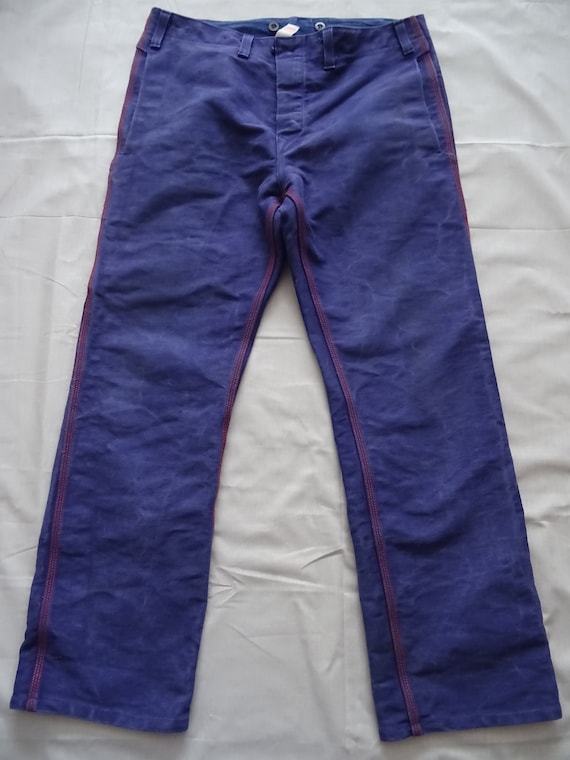 Vintage moleskin chore pants German blue cotton wo