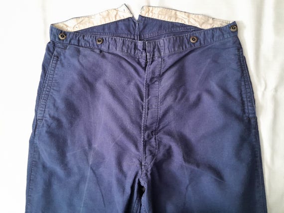 パンツ FRENCH VINTAGE COTTON work pants Vintage French Chore Pants Workwear 1940s 50s Gents Indigo