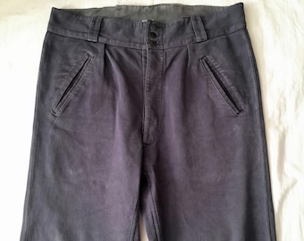 Vintage 1920s 30s French Chore Pants Trousers Workwear High
