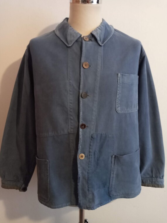 Vintage French chore jacket workwear 1950s 50s patche… - Gem