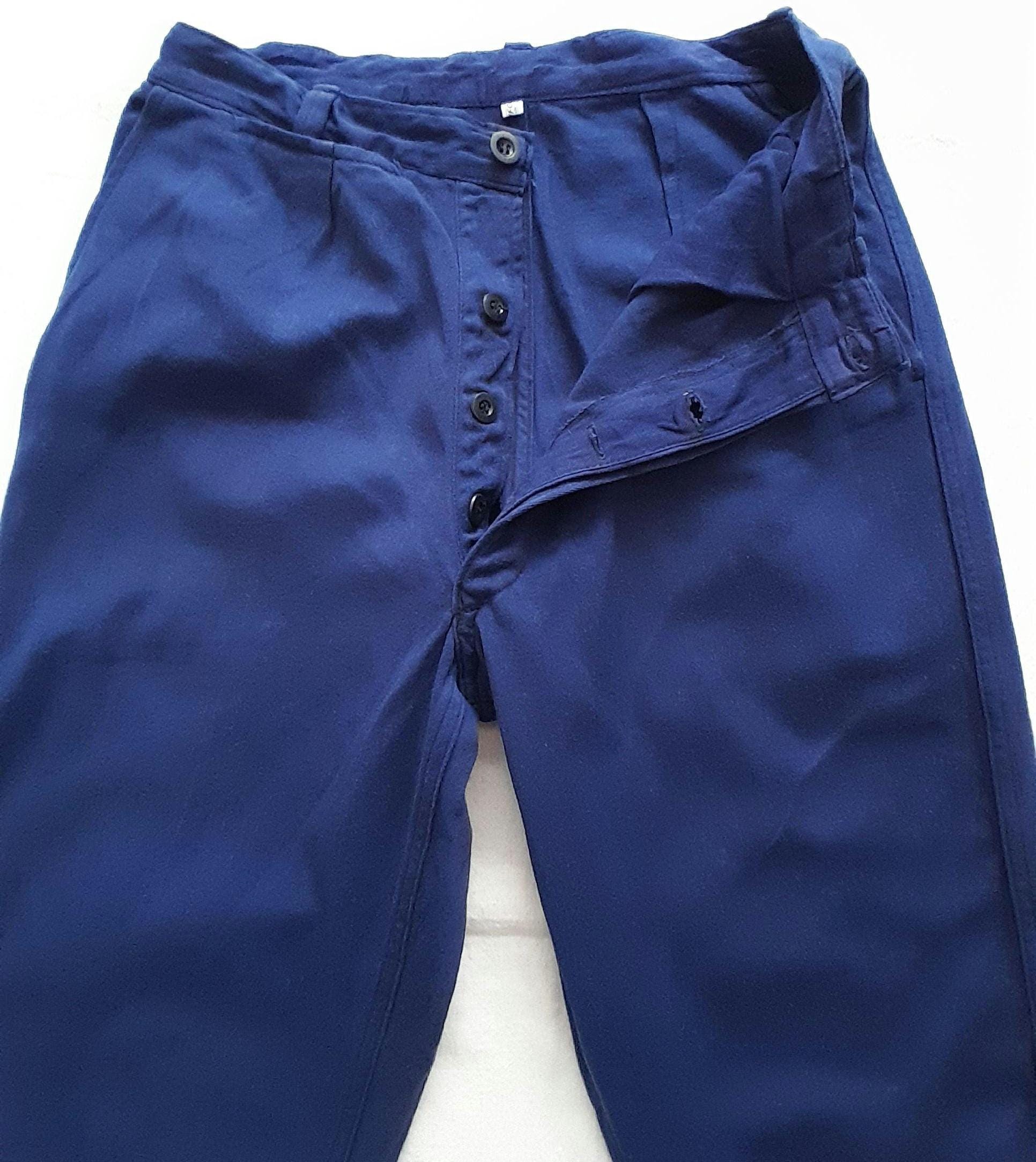 Vintage French Moleskin Chore Pants Trousers Workwear 1960s Indigo