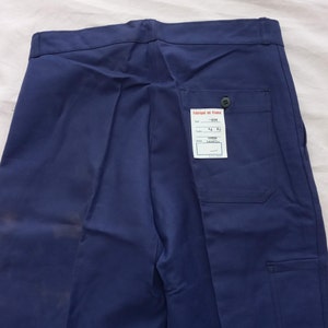 Vintage French Indigo Cotton Chore Pants: 1970s Deadstock Workwear (34W 32L)