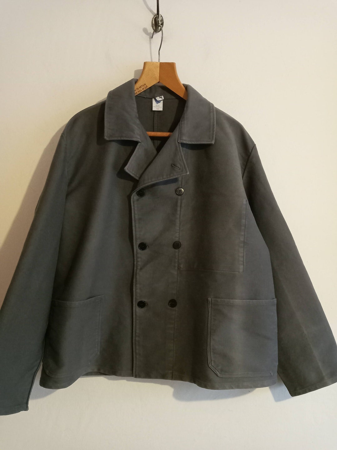 Vintage German Moleskin Chore Jacket Grey Gray Workwear Double Etsy
