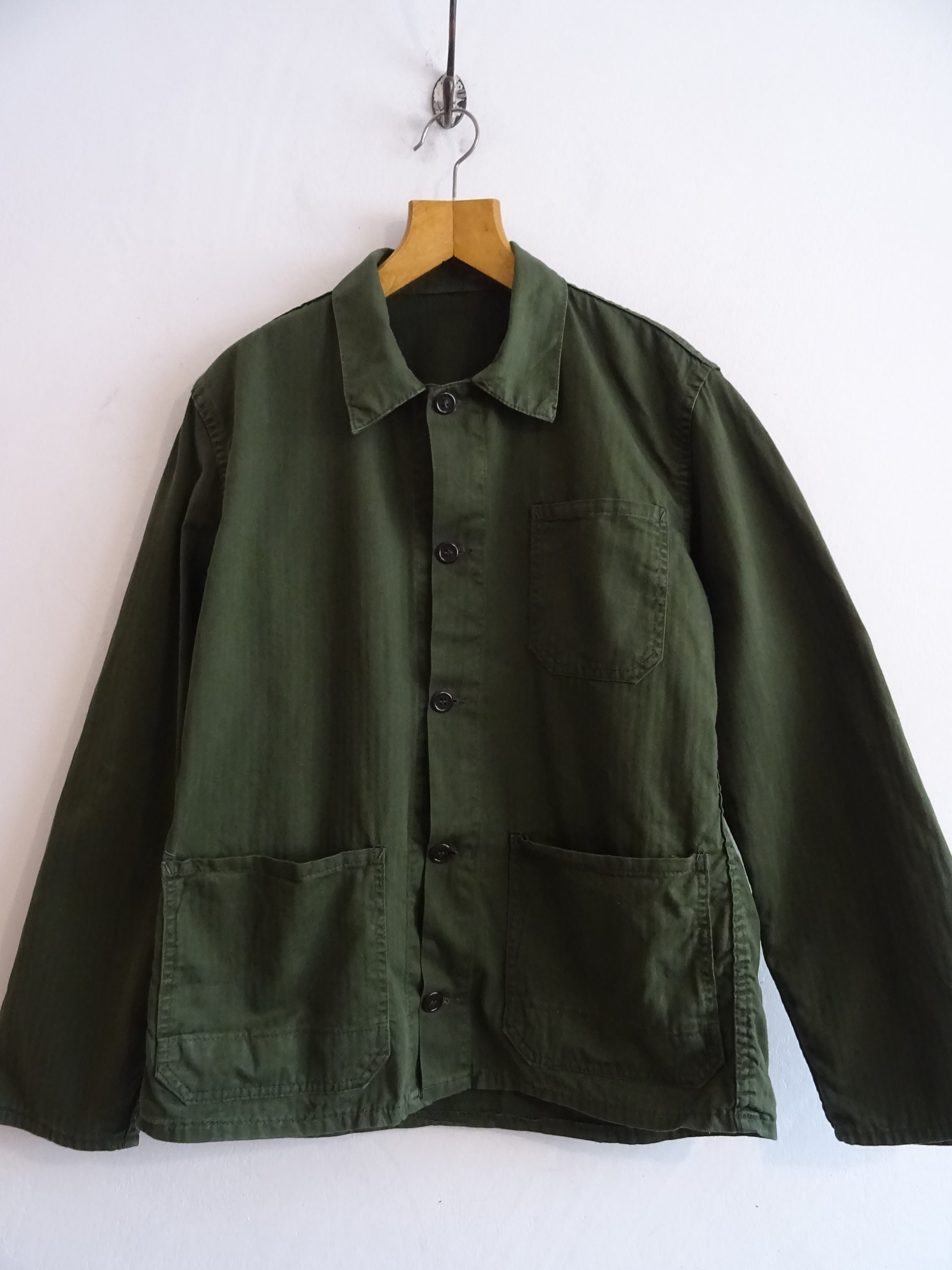 ジャケット・アウター 1970's French green moleskin work jacket French Chore Jacket Moleskin Workwear Made In UK - Racing