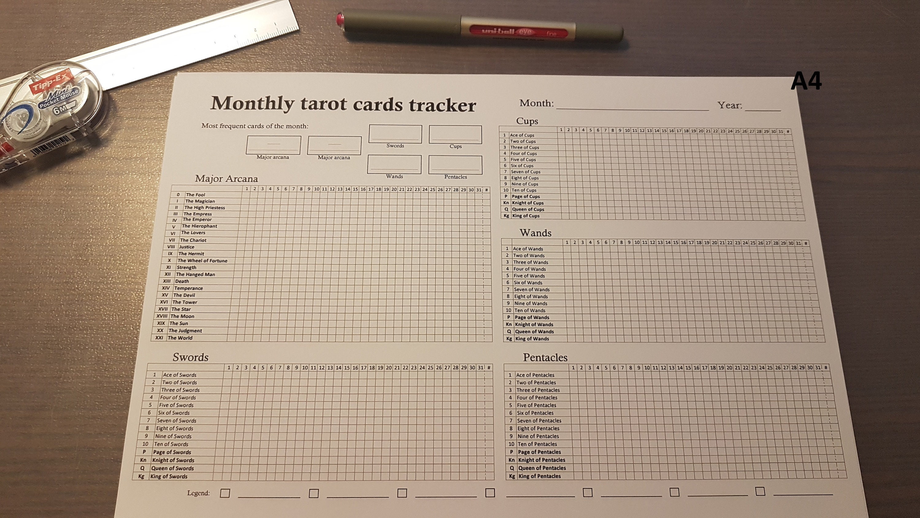 Tarot Card Trackers & Monthly Readings