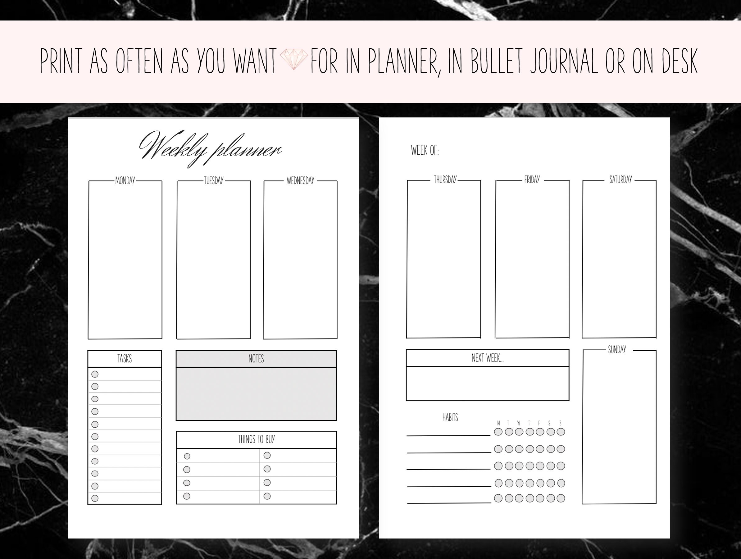 Weekly Planner Printable 7 Day Schedule Instant Download - Etsy