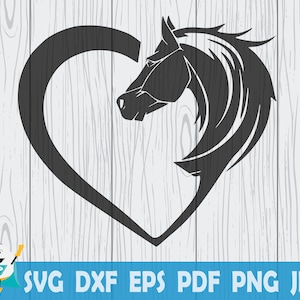 Heart Horse SVG, vetor para impressão, silhueta, arquivo de corte circular, download instantâneo, uso comercial