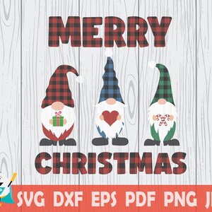 Merry Christmas Svg, Christmas Gnomes Svg, Cute Gnomies Svg, Buffalo Plaid, Instant Download , Commercial Use