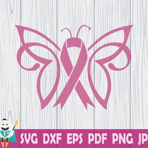 Cancer du sein SVG , Butterfly Ribbon SVG , Clip Art , Cricut, Utilisation commerciale Digital Designs!