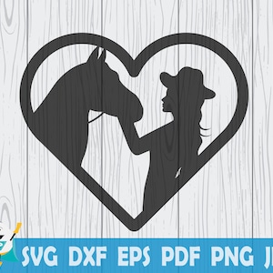 Menina beijando cavalo SVG, coração, vetor para impressão, silhueta, arquivo de corte circular, download instantâneo, uso comercial