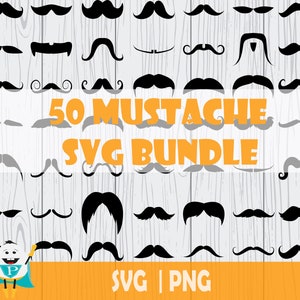 50 Mustache SVG Bundle , Printable Vector , Cricut , Silhouette , Instant Download , Commercial Use!