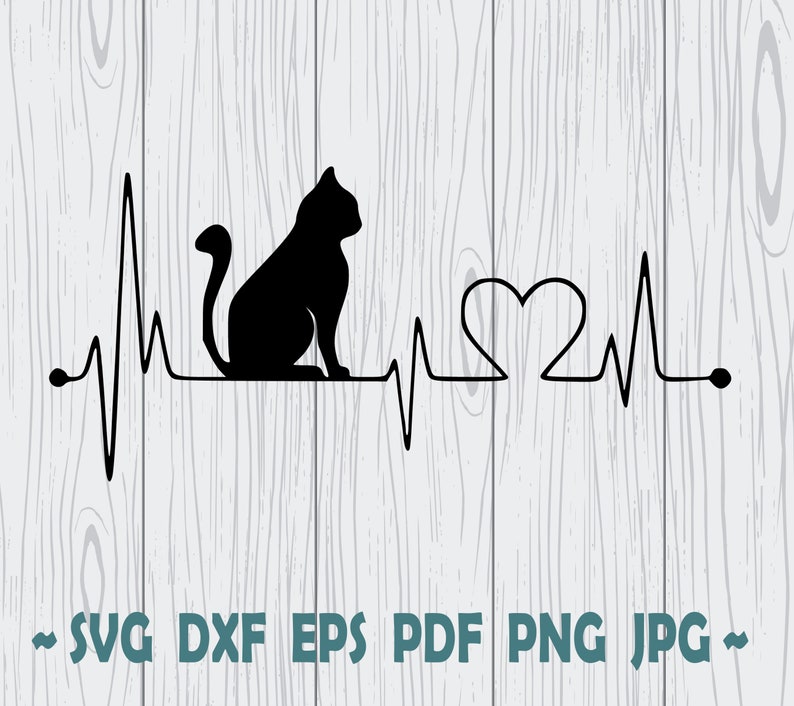 Download Cat Heartbeat SVG Love Cat Cricut Commercial Use Digital | Etsy